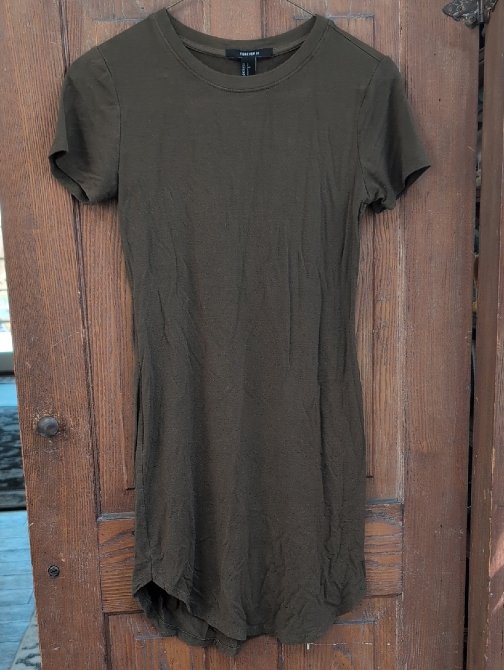 Forever 21 Olive Green Crew Neck T-shirt Dress